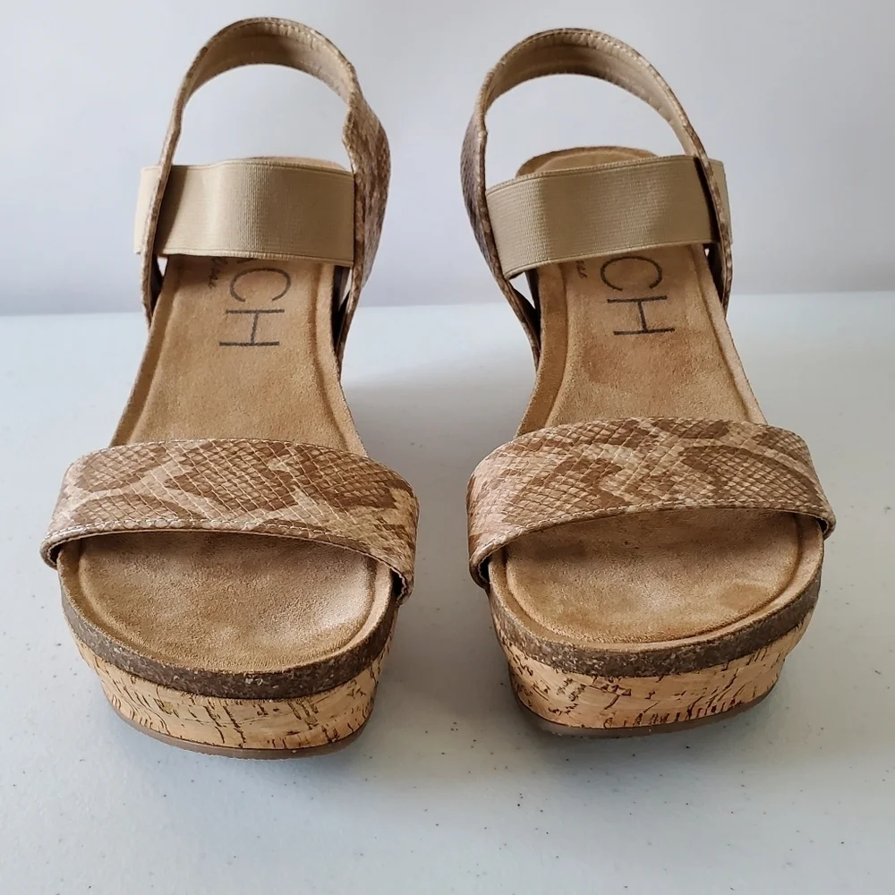 Beach by Matisse Point Break Platform Wedge Sandal Size 10 Snake Print Chunky